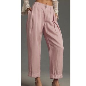 By Anthropologie Linen Harem Parachute Barrel Trousers Pants 6